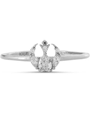 Girls Crew Crystal Star Wars Rebel Alliance Insignia Gold Plated Adjustable Rings - White