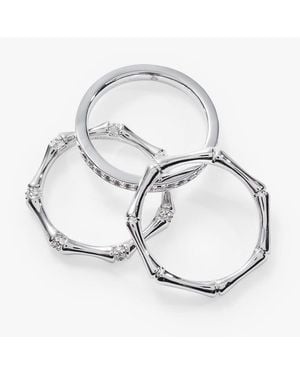 ALEX AND ANI Bamboo Trio Ring Set - White