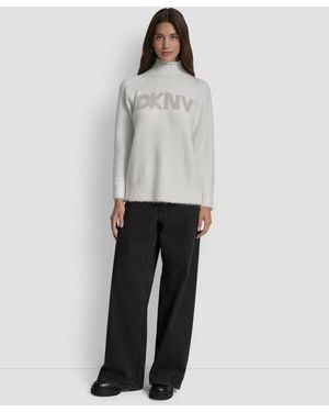 DKNY Tinsel Logo Detail Sweater - White