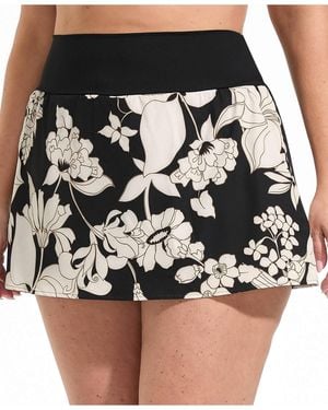 Lands' End Plus Size Pinchless Mini Swim Skort - Black