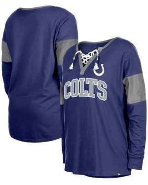 KTZ Indianapolis Colts Lace-up Notch-neck Long Sleeve T-shirt - Blue