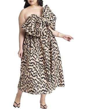 Eloquii Bow Bodice Flare Dress - White