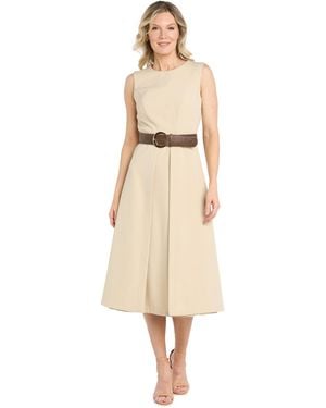 R & M Richards Crewneck Midi Stretch Dress - Natural