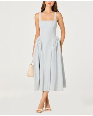 Astr Vinya Square-neck A-line Midi Dress - Blue