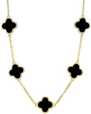 Adornia Gold Black Clover Station Necklace