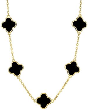 Adornia Gold Black Clover Station Necklace