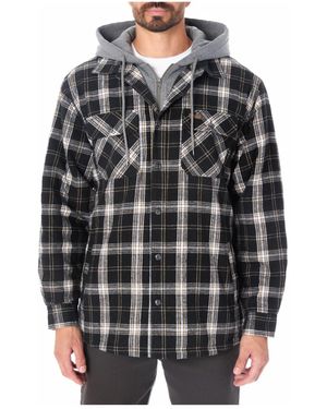 Smith's Workwear Sherpa-lined Hooded Flannel Shirt-jacket - Gray