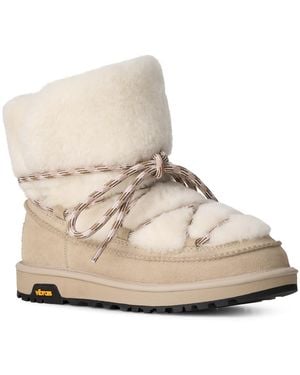 UGG Classic Tread Fluffed Sheepskin Lace-up Boots - Natural