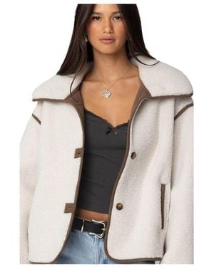 Edikted Frost Oversized Faux Shearling Jacket - White