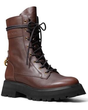 Michael Kors Michael Caleb Lug Zipper Booties - Brown