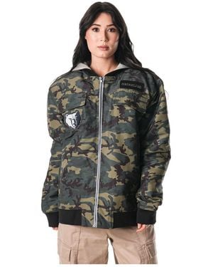 The Wild Collective And Memphis Grizzlies Full-zip Hoodie Bomber Jacket - Black