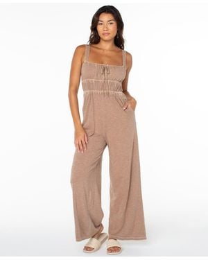 Roxy Clover Sleeveless Square Neck Jumpsuit - Natural