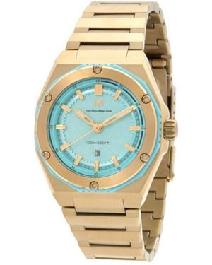 TechnoMarine Tm-416087 Coral Quartz Green Dial Watch - Blue