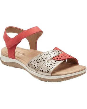 Earth Sylo Perforated Flat Sandals - Pink