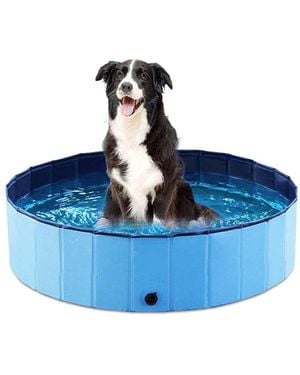 Aronkl Foldable Dog Pet Bath Pool Collapsible Bathing Tub Slip Resistant Durable Portable No Inflation - Blue