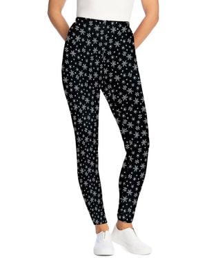 Woman Within Plus Size Within Stretch-cotton Knit Pull-on Printed leggings - Black