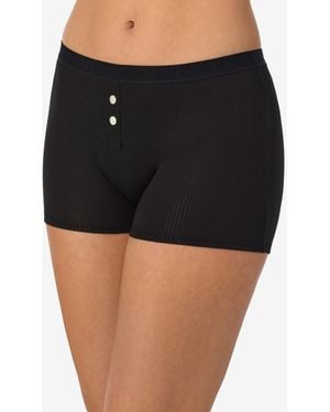 On Gossamer Cabana Cotton Rib Solid Boxer Shorts - Black