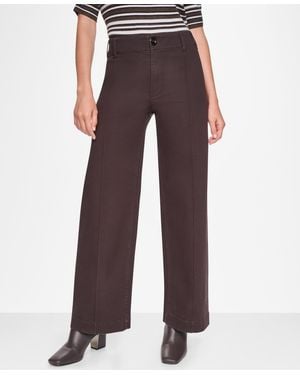 DKNY High-rise Pin Tuck Wide Leg Jeans - Brown