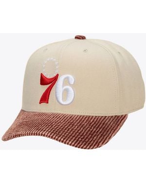 Mitchell & Ness Cream/red Philadelphia 76ers Washed Corduroy Pro Crown Snapback Hat - Natural