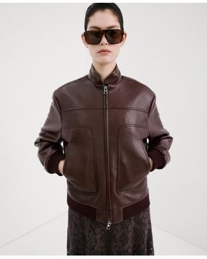 Mango Pockets Collarless Jacket - Brown