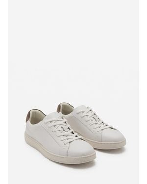 Mango Contrasting Panel Leather Sneakers - White