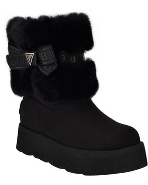 Guess Denla Cold Weather Faux Fur Booties - Black