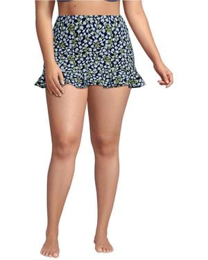 Lands' End Plus Size Ruffle Hem Mini Swim Skirt - Blue
