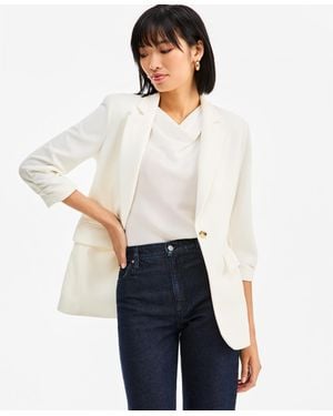 INC International Concepts 3/4-sleeve Single-button Blazer - White