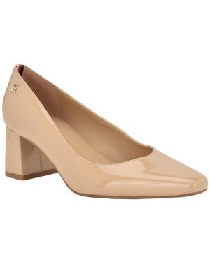 Tommy Hilfiger Opheili Block Heel Pumps - Natural