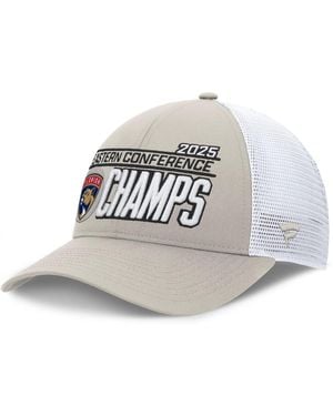 Fanatics Gray/white Florida Panthers 2025 Nhl Eastern Conference Champions Locker Room Adjustable Hat