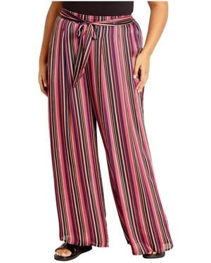 City Chic Plus Size Willow Stripe Pant - Red