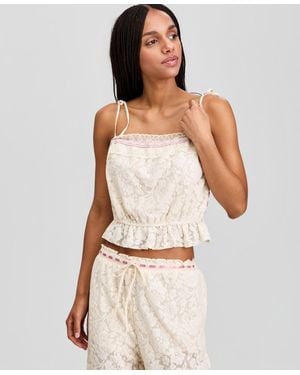 And Now This Ribbon Trim Lace Tank - White