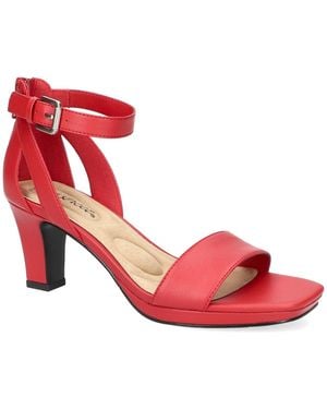 Easy Street Ro Square Toe Heeled Sandals - Red