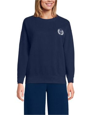 Lands' End Relaxed Serious Sweats Long Sleeve Crewneck Sweatshirt - Blue