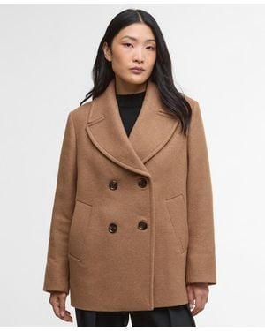 Barbour Indie Double-breasted Peacoat - Brown