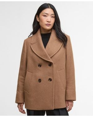 Barbour Indie Double-breasted Peacoat - Brown