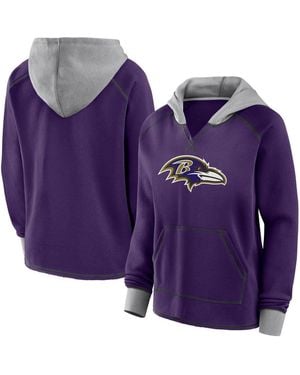 LOGO ATHLETIC Baltimore Ravens Boom Fleece Pullover V-neck Hoodie - Purple