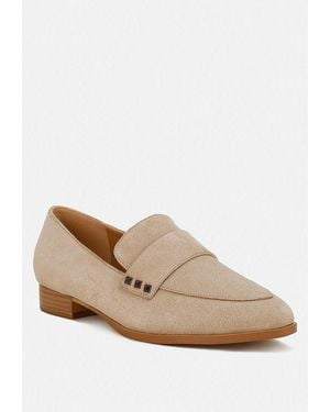 Rag & Co Studded Suede Loafers - White