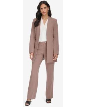 Calvin Klein Open Front Topper Straight Leg Pants - Natural