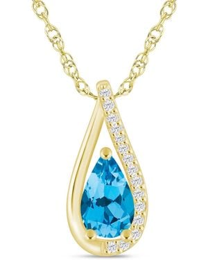 Macy's Gemstone And Diamond Pendant Necklace (1/10 Ct. T.w. - Blue