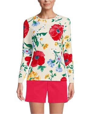 Lands' End Long Sleeve Sunshade Upf 50 Quick Dry Crewneck Garden Tee - Red