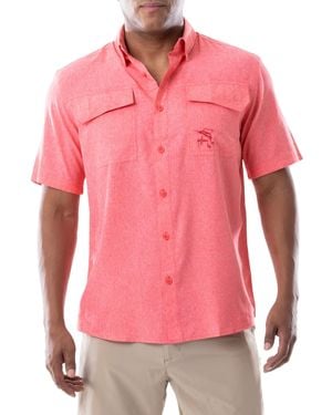 Guy Harvey Short Sleeve Heathered Fishing Shirt - Pink