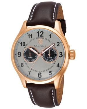 INVICTA WATCH S.coifman Sc0318 Heritage Chronograph Dial Leather Strap Watch - Gray