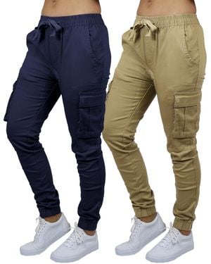 Galaxy By Harvic Loose Fit Cotton Stretch Twill Cargo sweatpants Set - Blue
