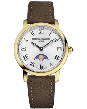 Frederique Constant Classics Quartz Moonphase Leather Strap Watch 30mm - Gray