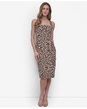 DKNY Crepe Sleeveless Criss-cross Back Midi Dress - Multicolor