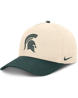 Nike And Natural/green Michigan State Spartans Campus Prep Rise Adjustable Hat