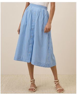 Pact Organic Cotton Sunset Lightweight Cotton Button Skirt - Blue