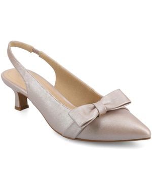 Journee Collection Paloma Bow Kitten Heel Slingback Pumps - White