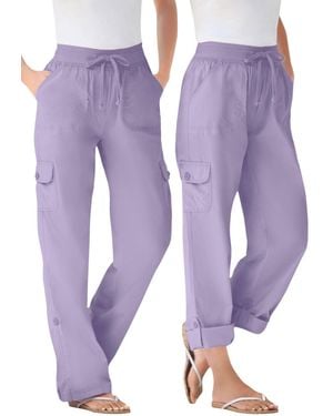 Woman Within Within Convertible Length Cargo Pant/capri - Purple